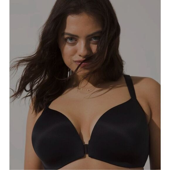 SOMA 38DDD Enbliss Luxe Front Close Lace Back Bra Black Plunge Underwire - Picture 1 of 7